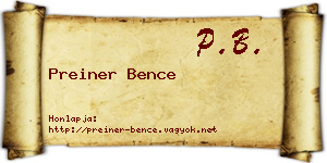 Preiner Bence névjegykártya